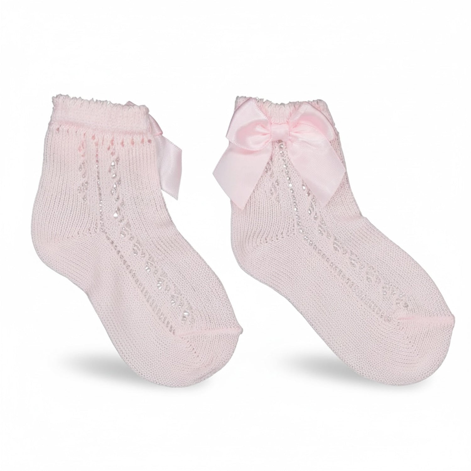 Pink Crochet Bow Ankle Sock