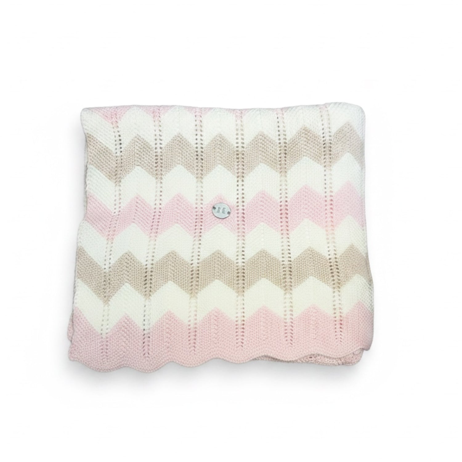 Beige, Pink & Ivory Multi Patterned Blanket