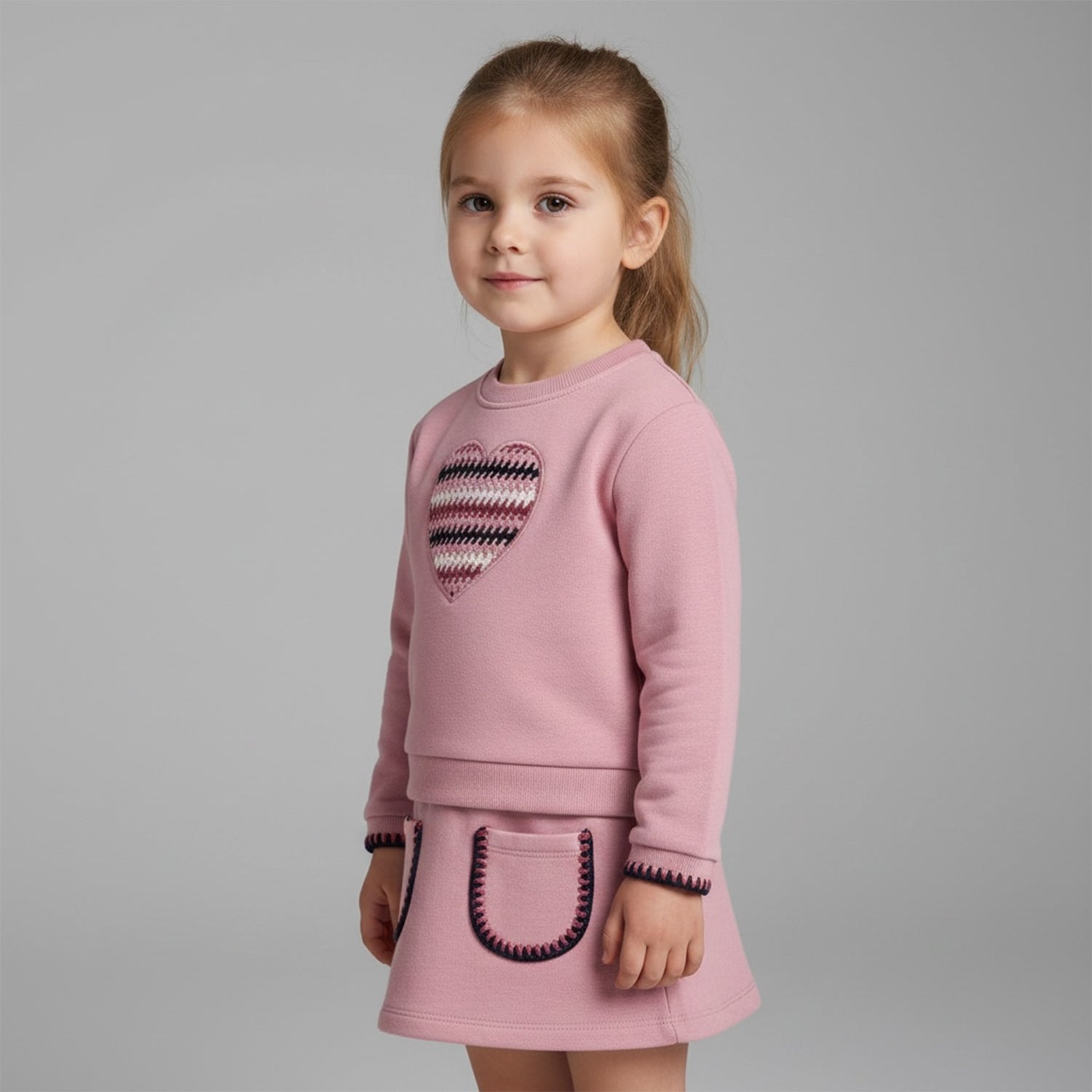 Dusty Pink Sweat Skirt Set