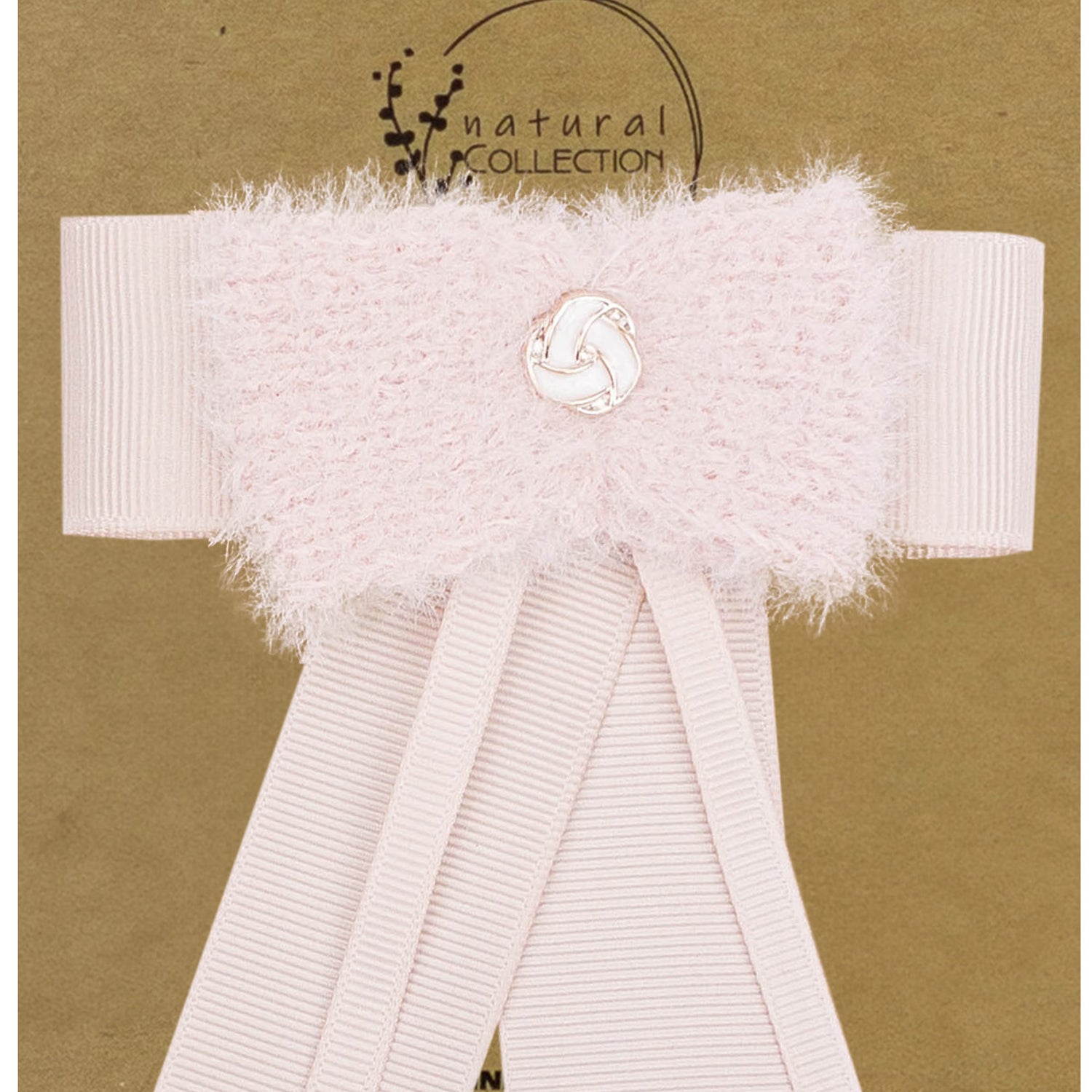 Dusty Pink Knitted Bow Hairclip