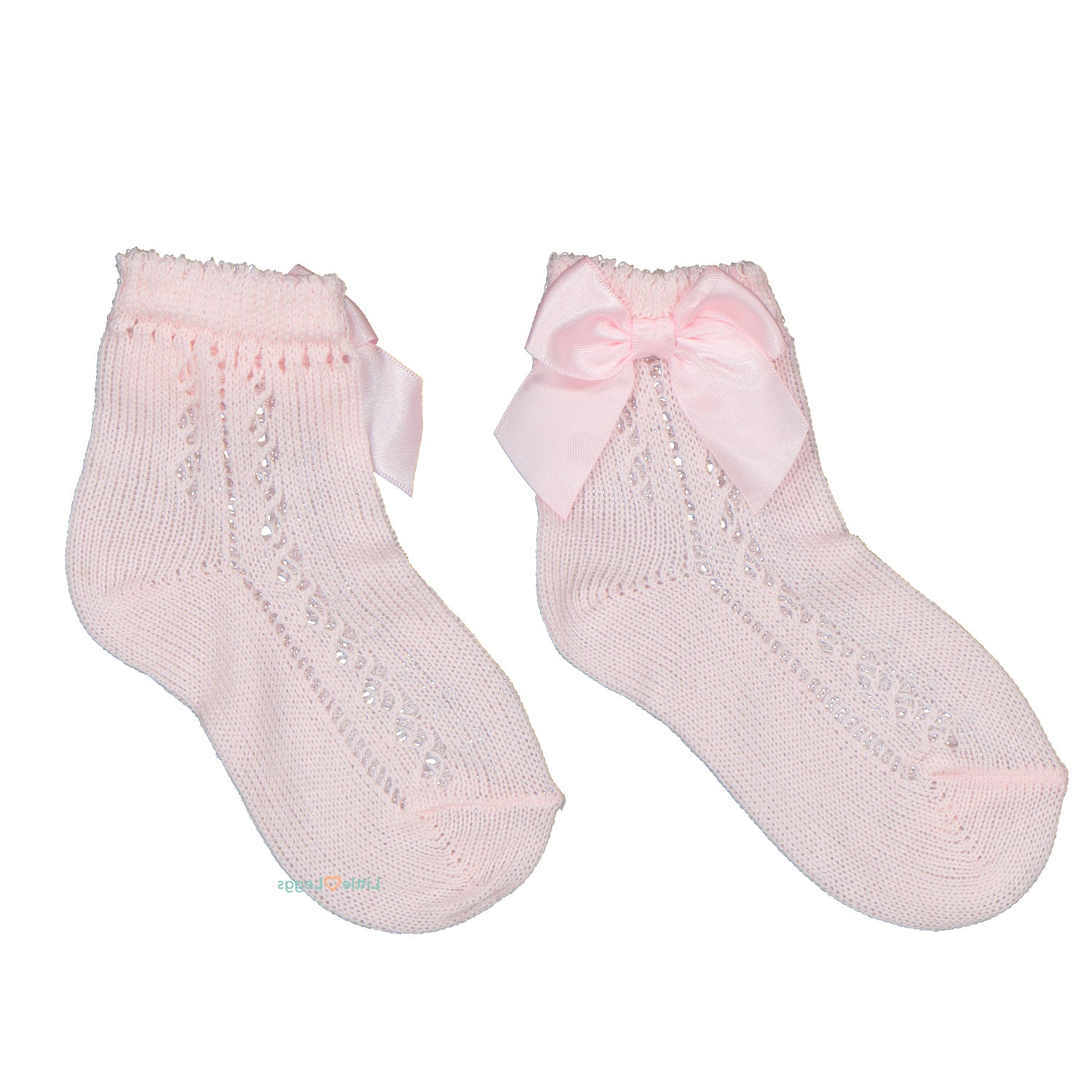 Pink Crochet Bow Ankle Sock