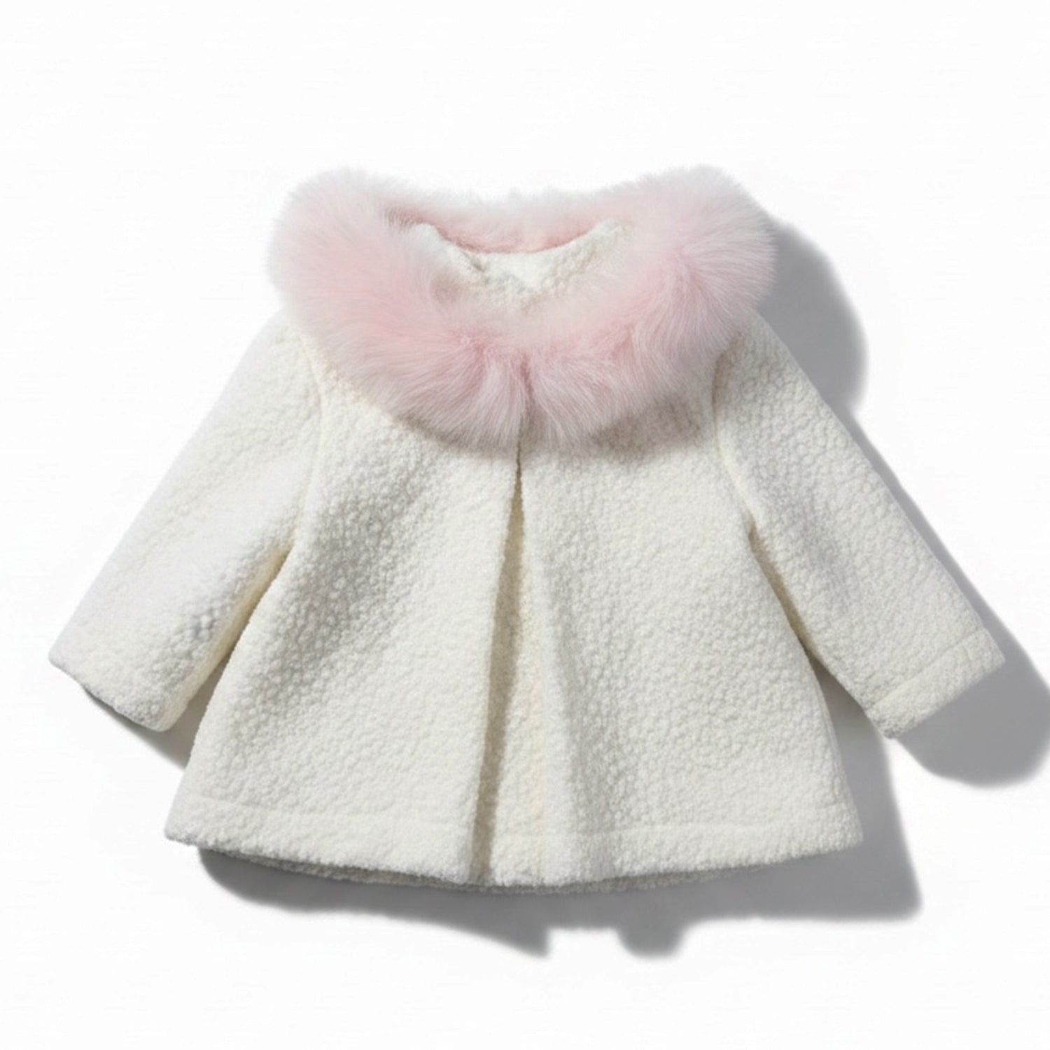 Ivory & Pink Fur Boucle Coat