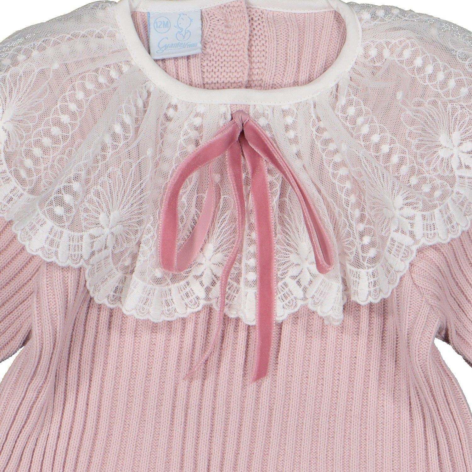 Old Pink Lace Collar Knitted Outfit