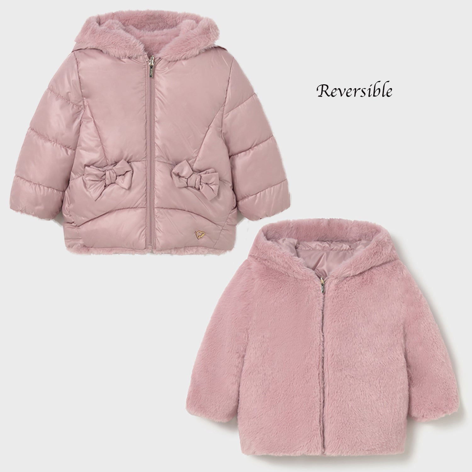 Dusty Pink Reversible Faux Fur Coat