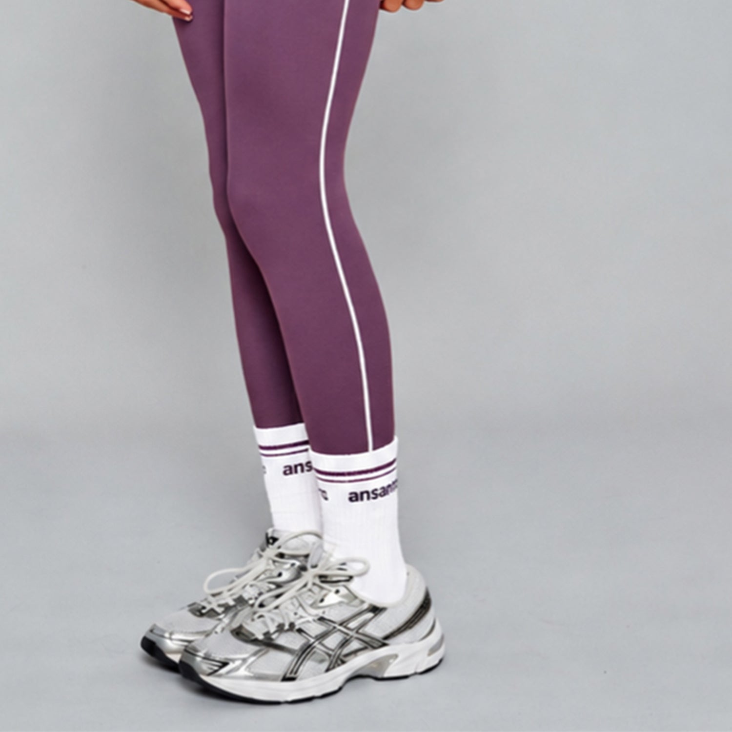 White Half Crew Sock - Plum Branding