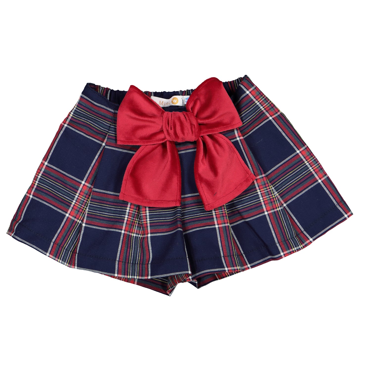 Red Velvet Bow Tartan Shorts