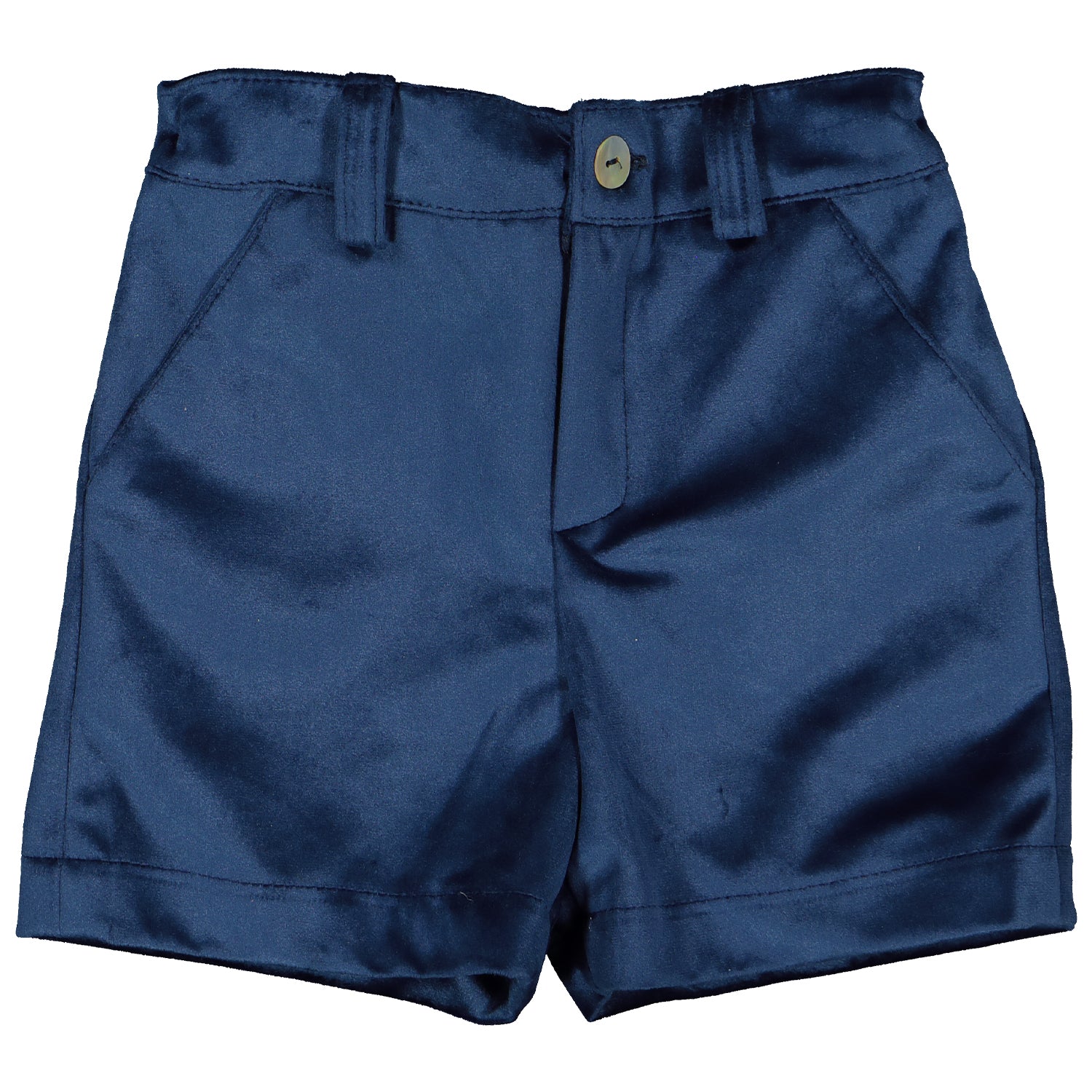 Boys Navy Velvet Shorts