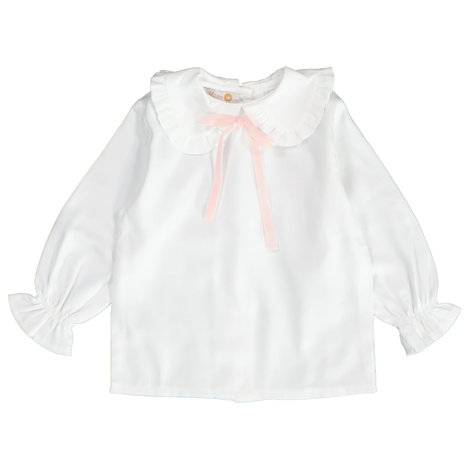 Ivory & Pink Velvet Trim Blouse