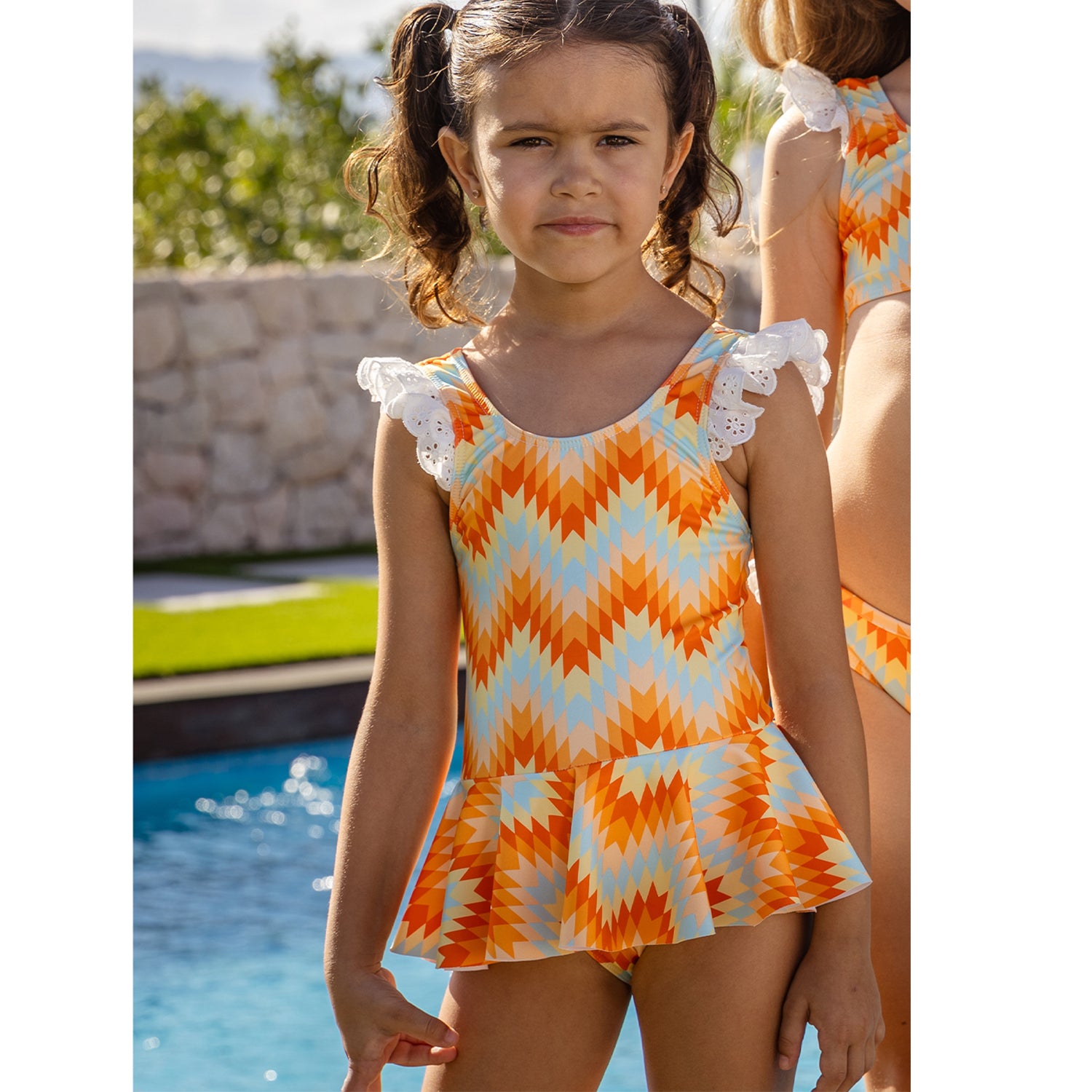 Orange Abstract Swimsuit