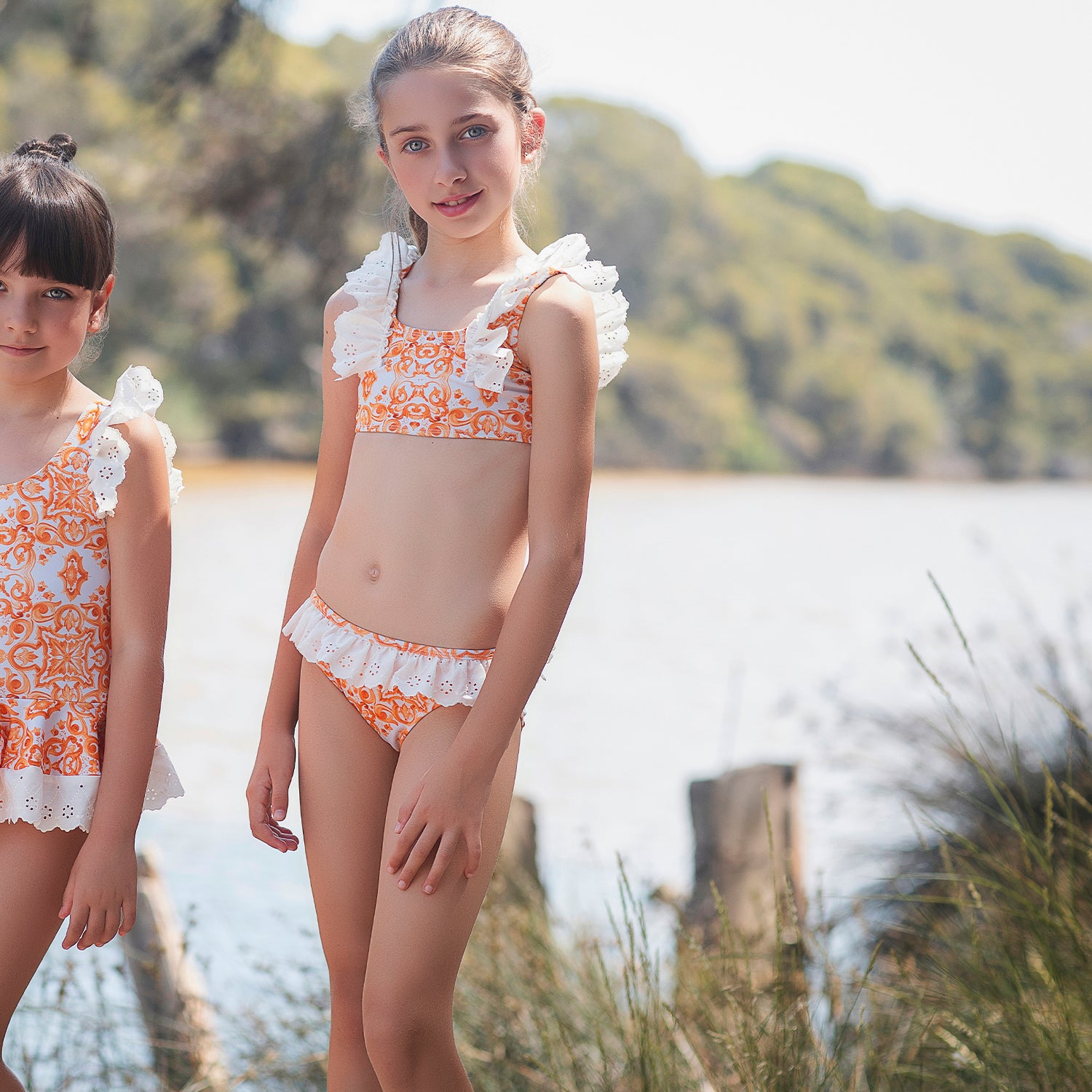 Orange Printed Tile Bikini