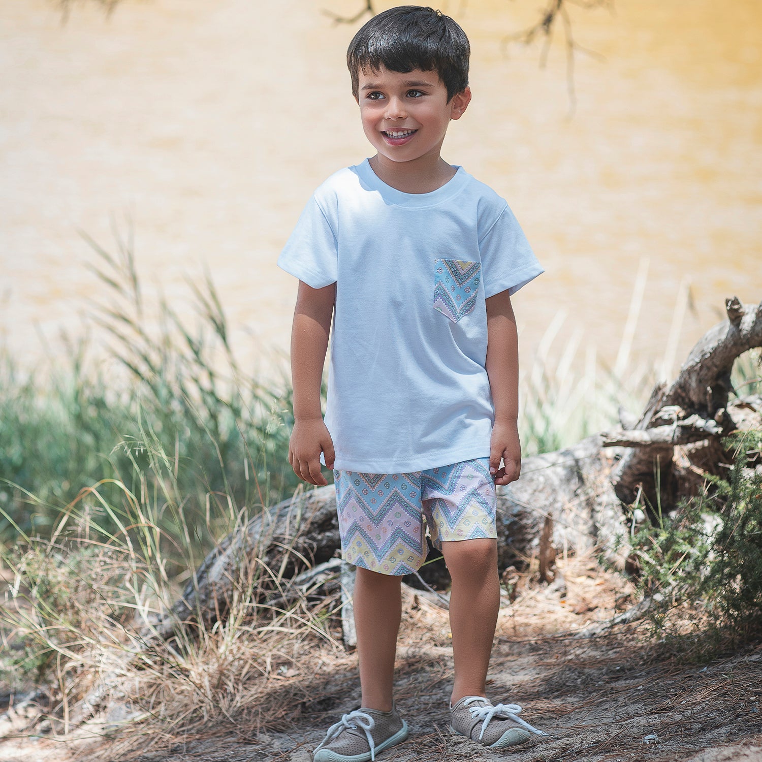 Boys Pastel Zig Zag Swim Set