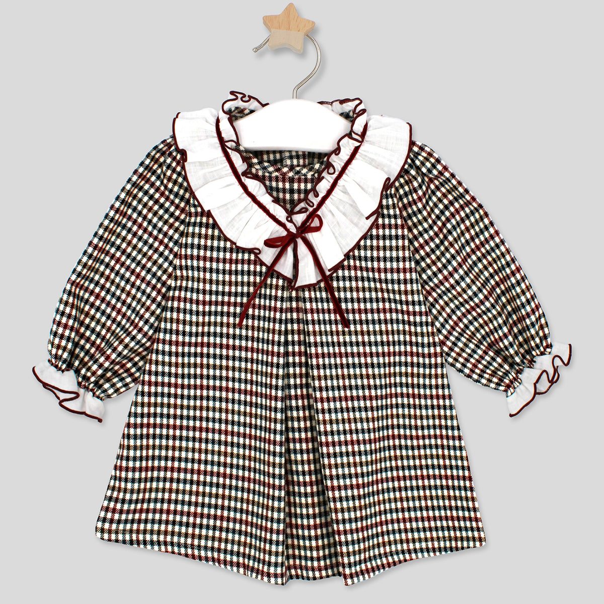 Burgundy & Green Check Dress