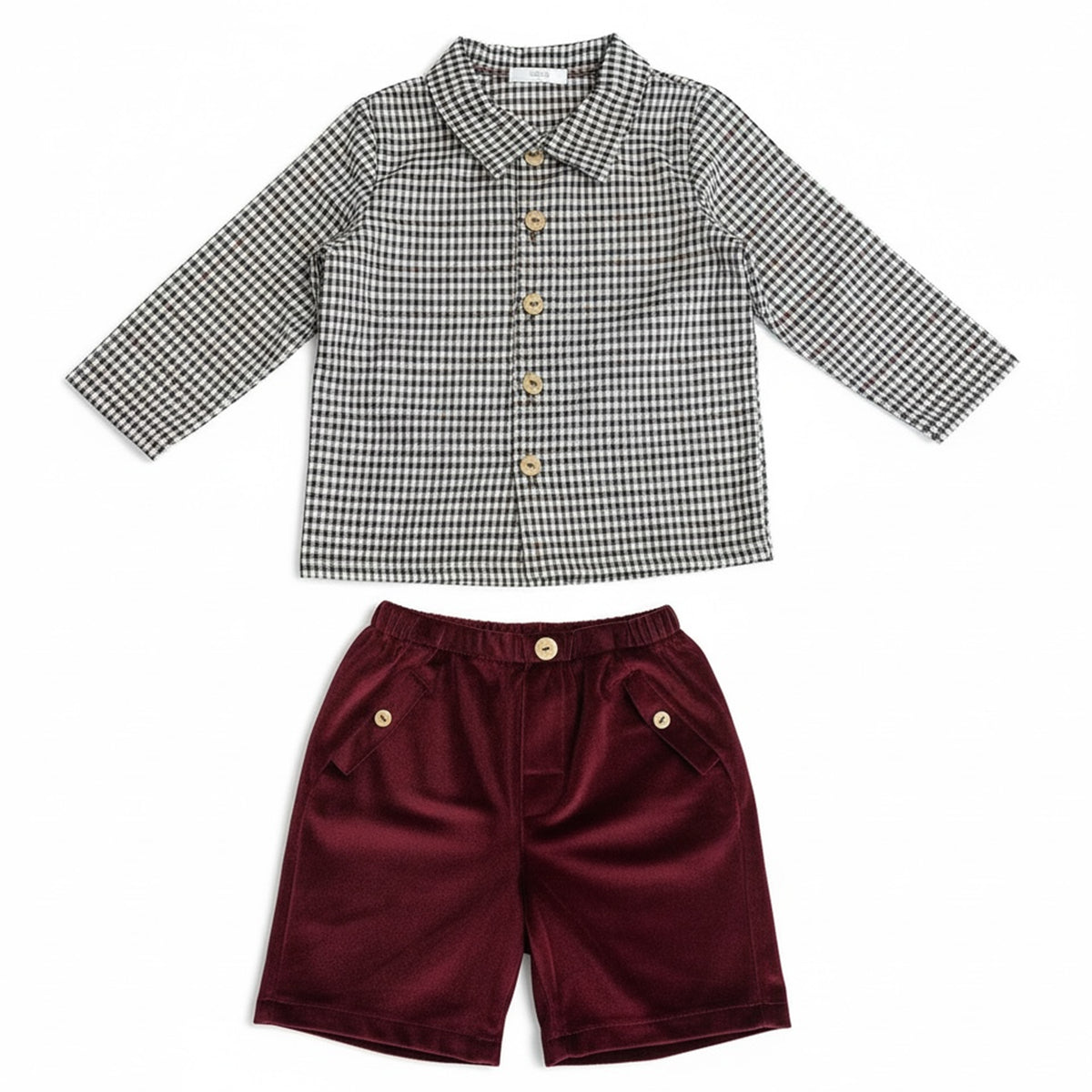 Burgundy & Green Short Set