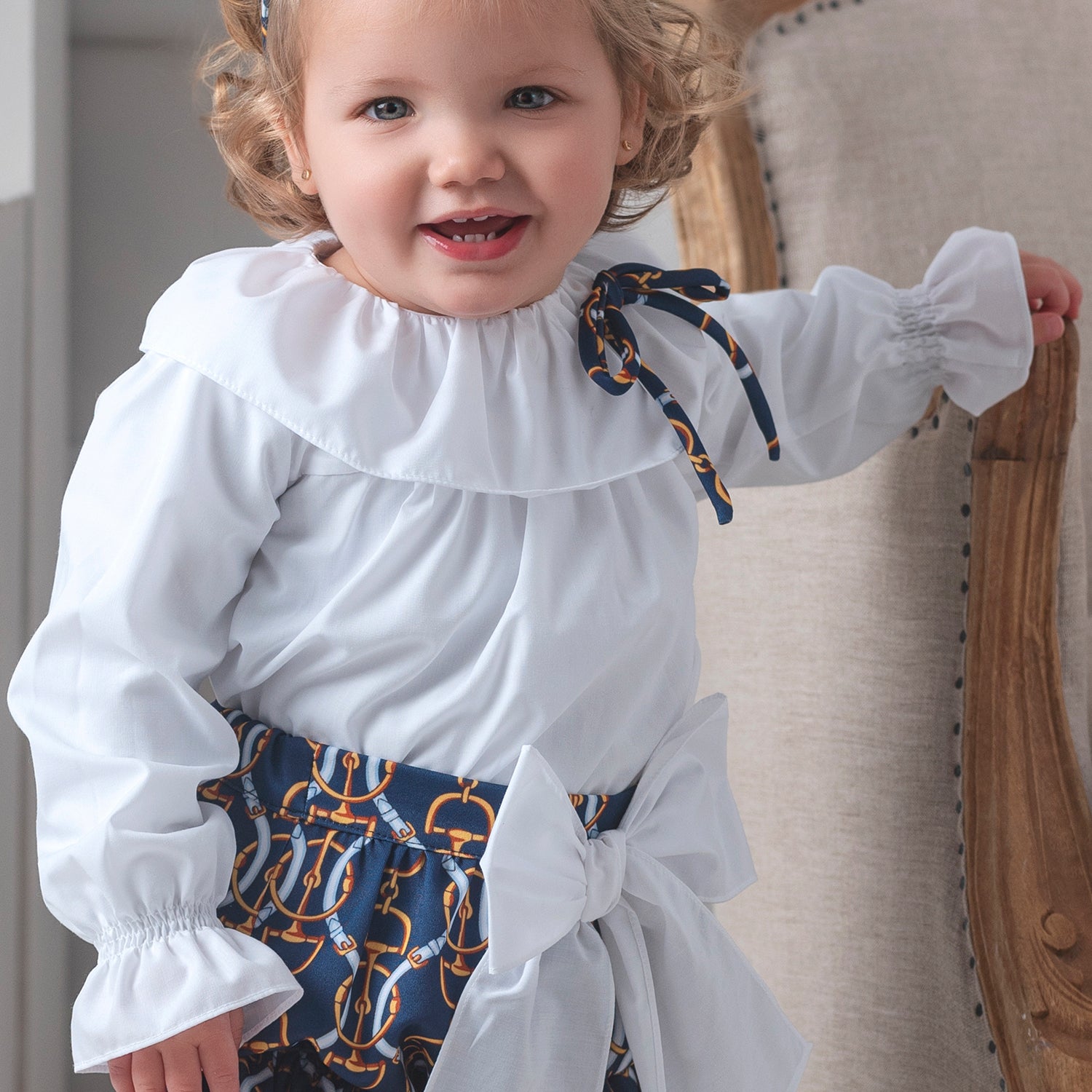 Navy Chain Print Bloomer Set