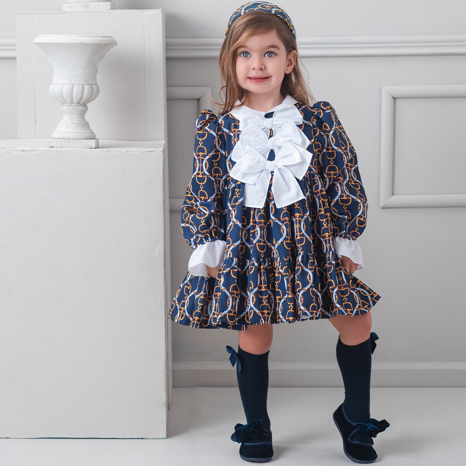 Navy Chain Print Dress