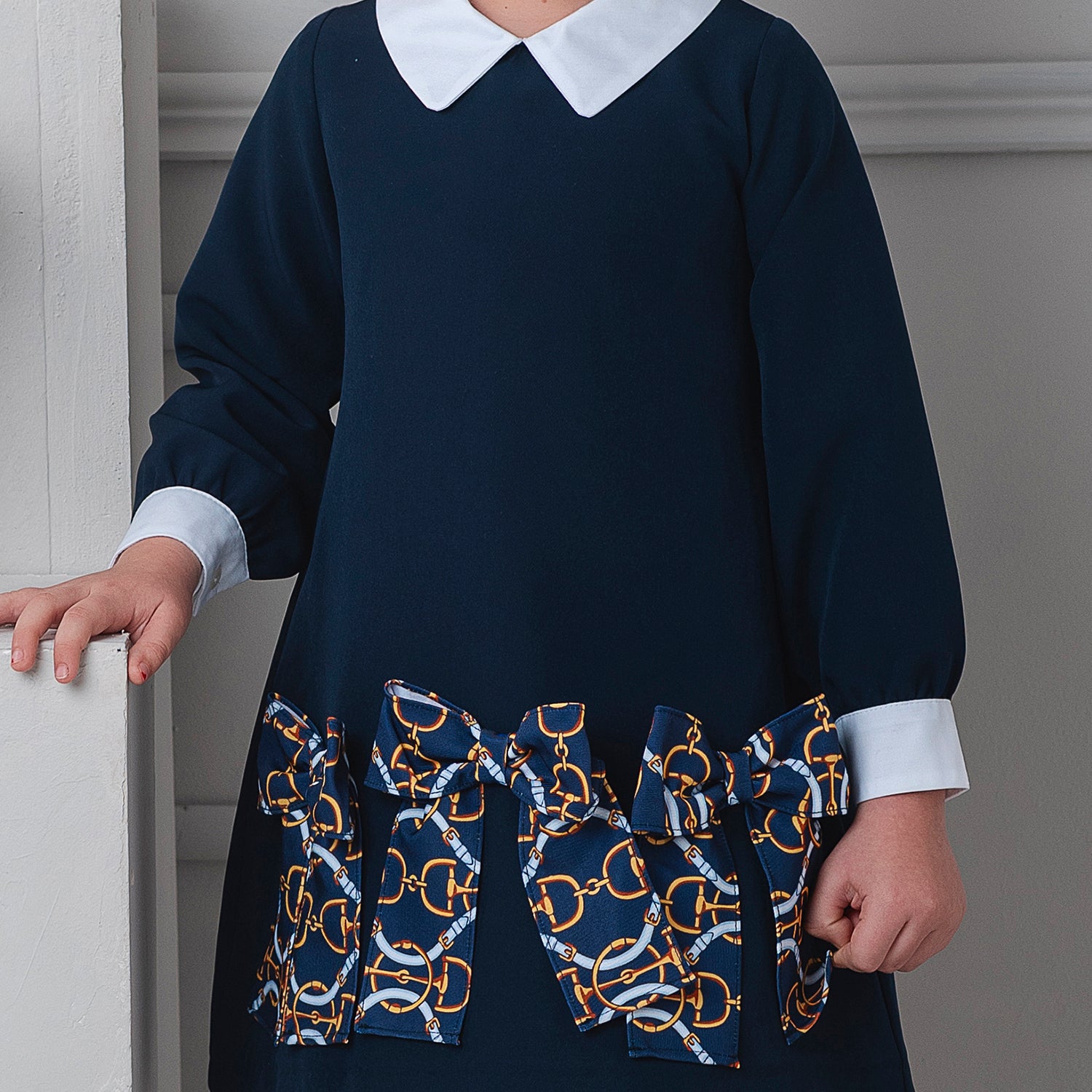 Navy Chain Bow Dress