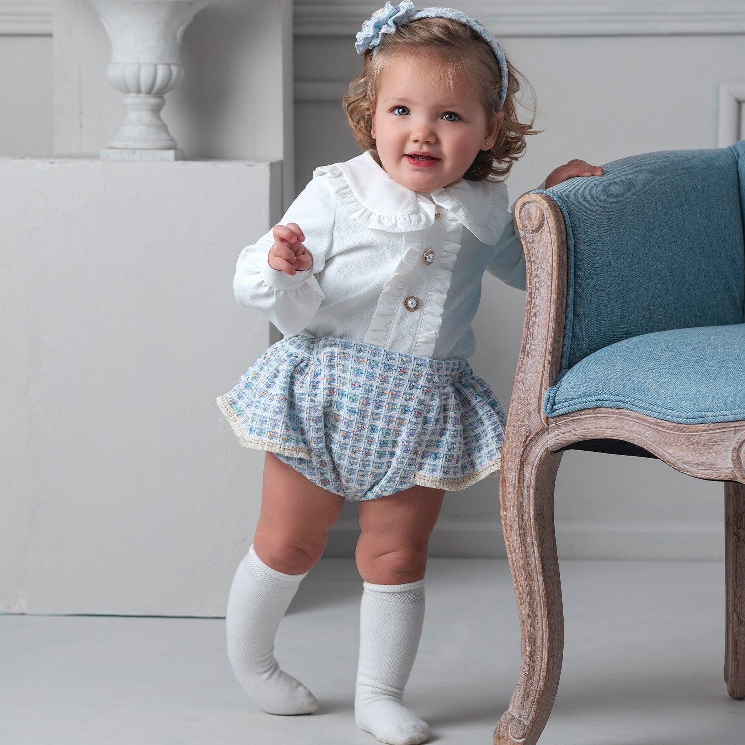Blue Tweed Bloomer & Blouse