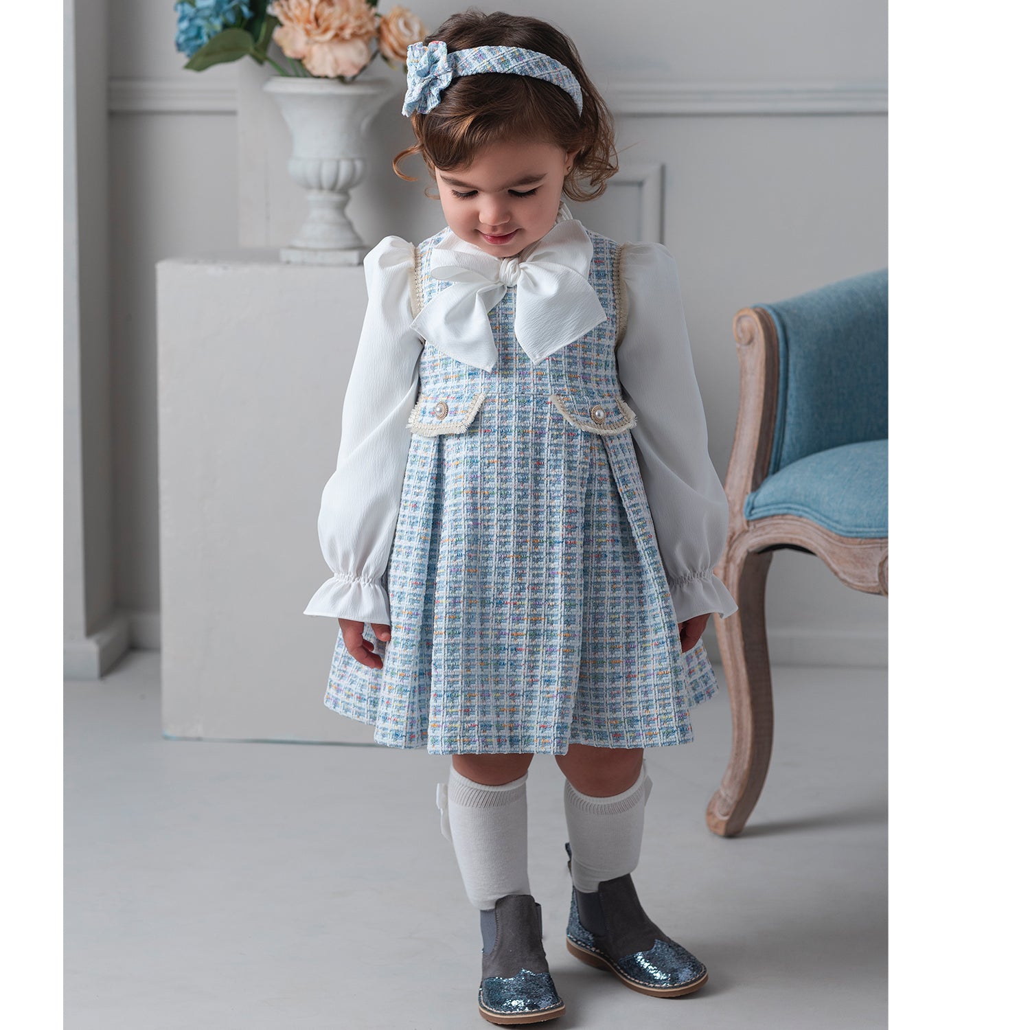 Blue Tweed Dress