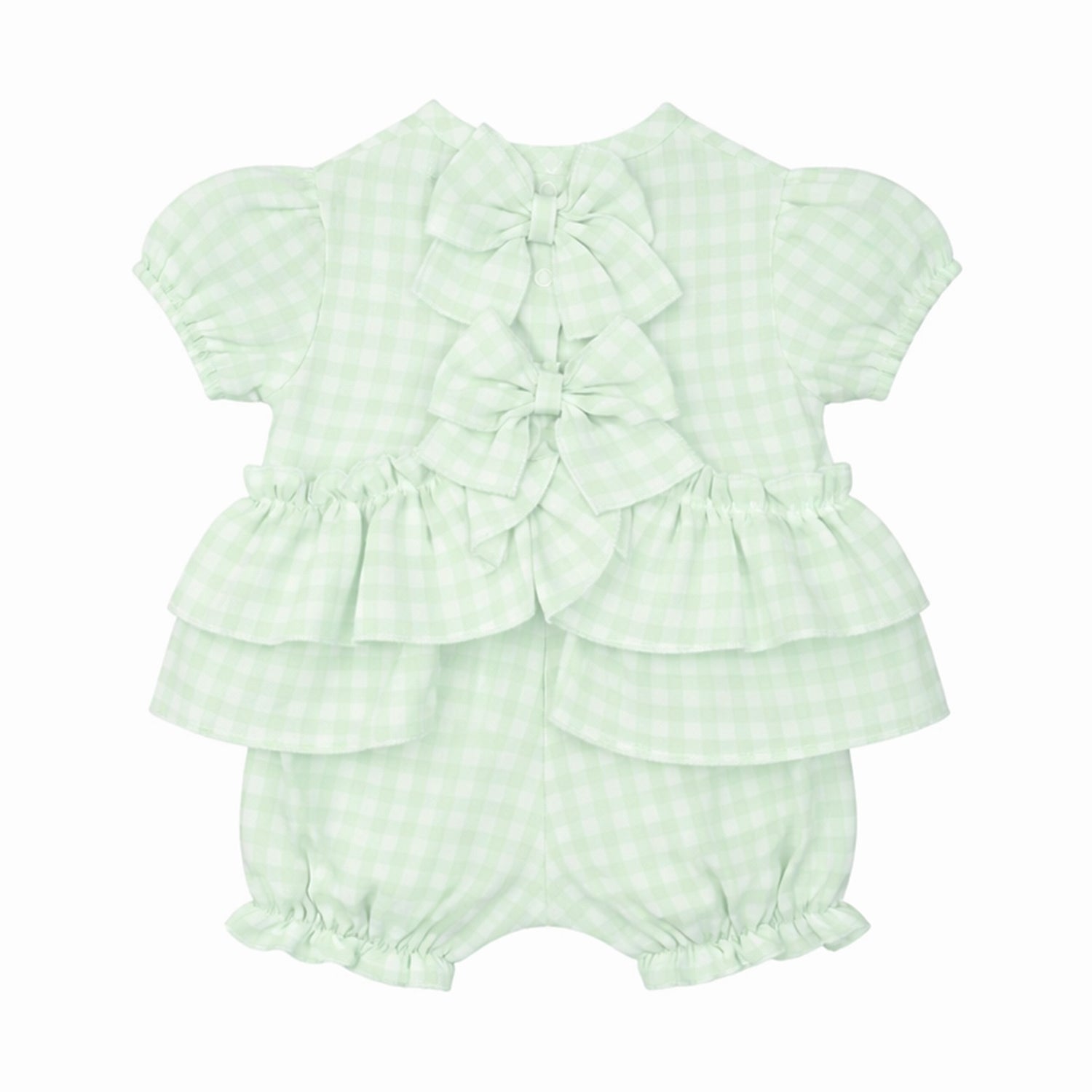 Girls Mint Gingham Short Set