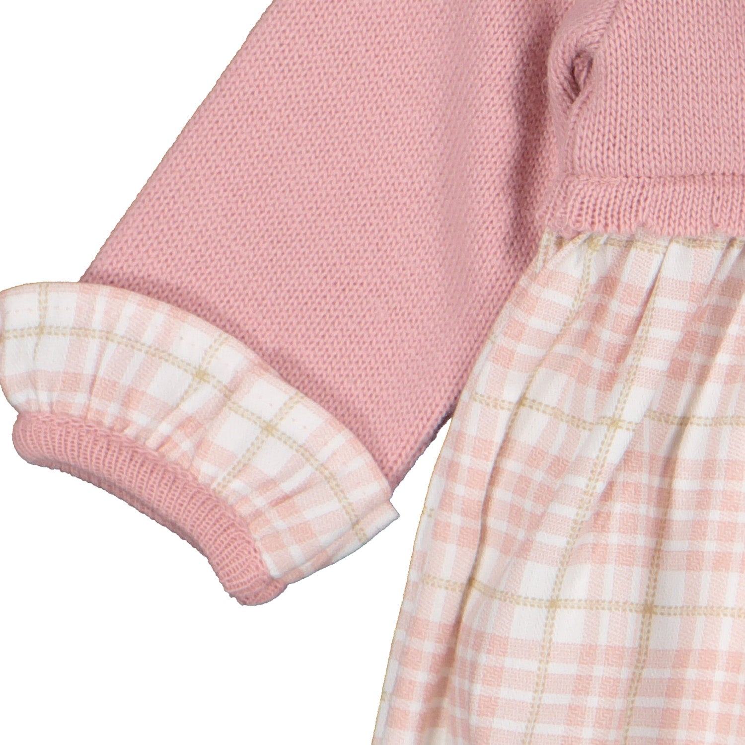 Pink Check Bi Material Dress