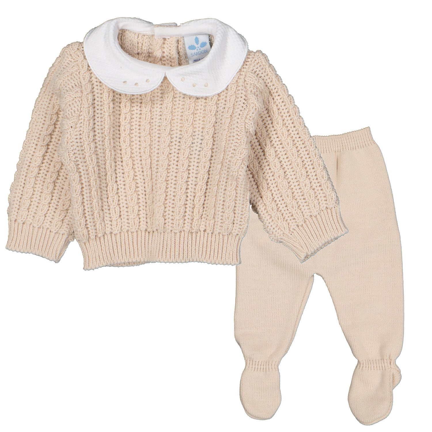 Beige Cable Knit Set