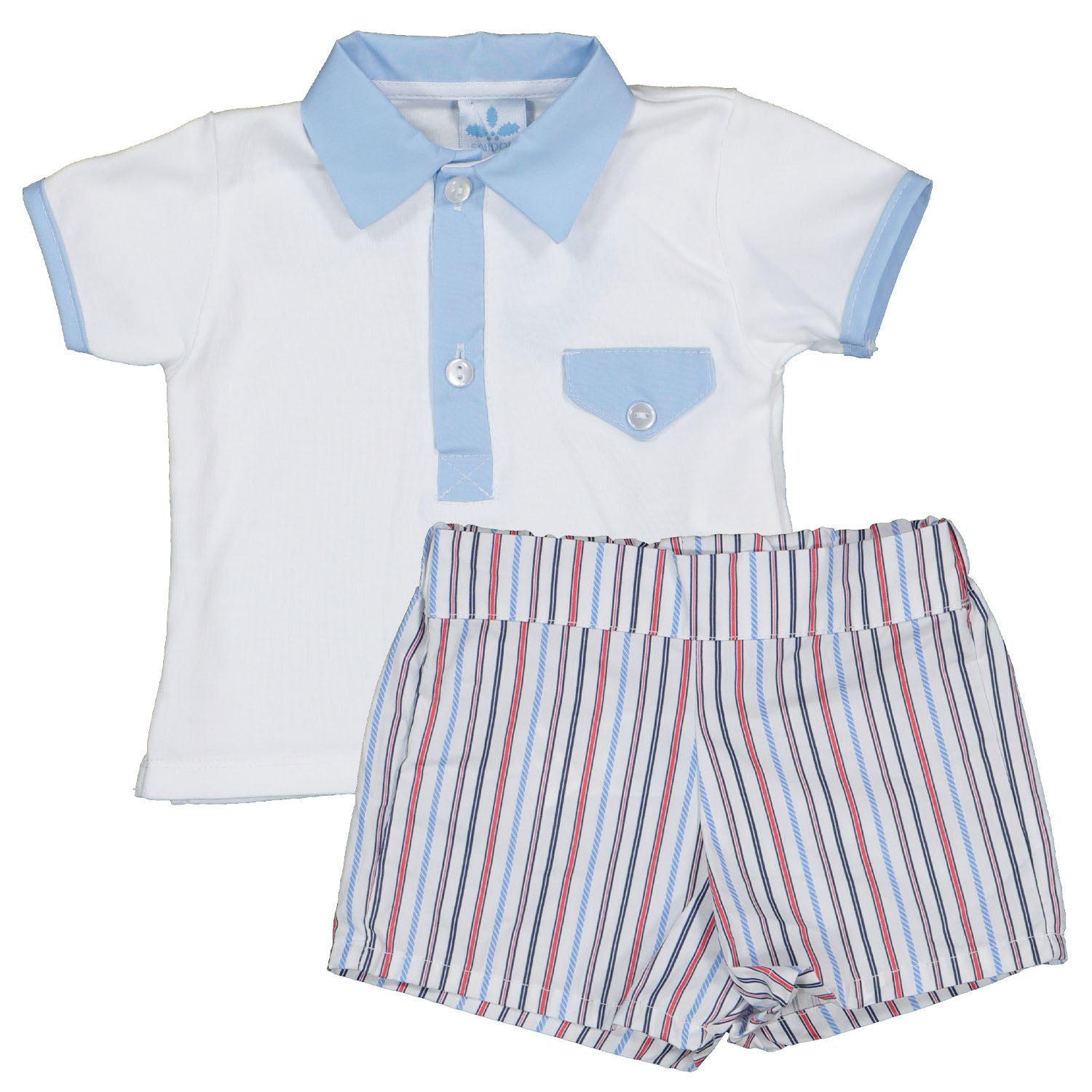 Red and Blue Polo Short Set