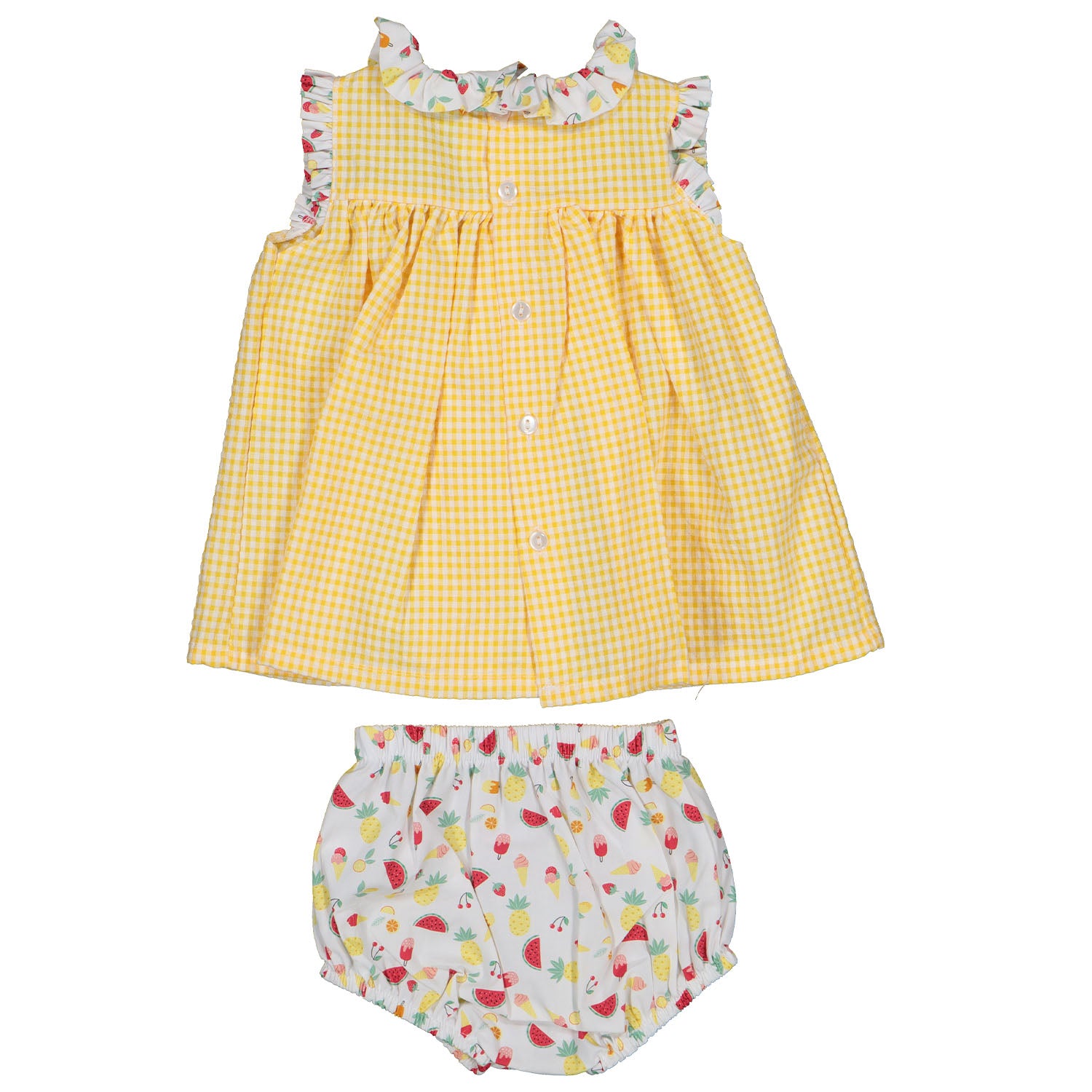 Yellow Check Dress and Bloomers