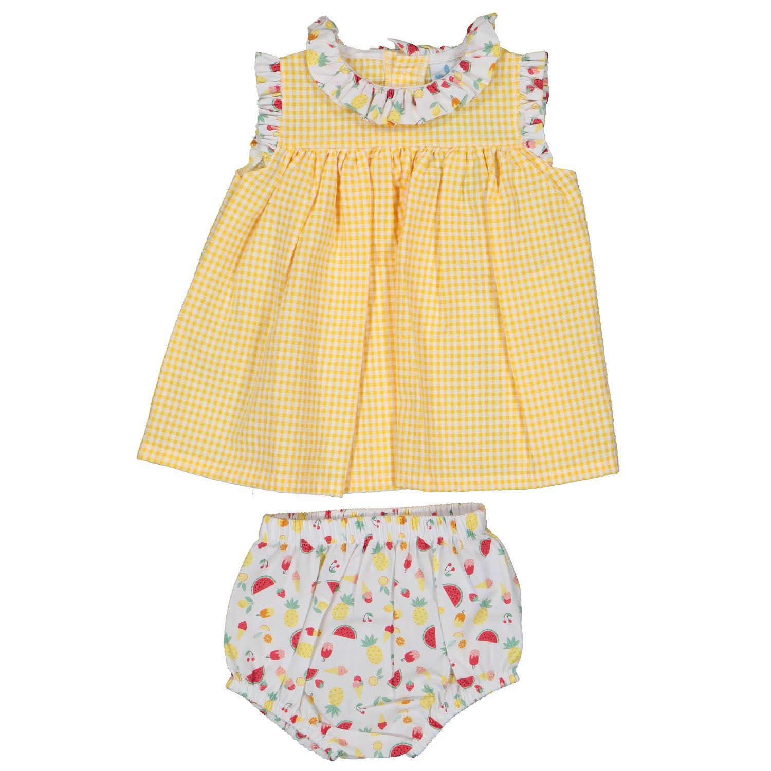 Yellow Check Dress and Bloomers