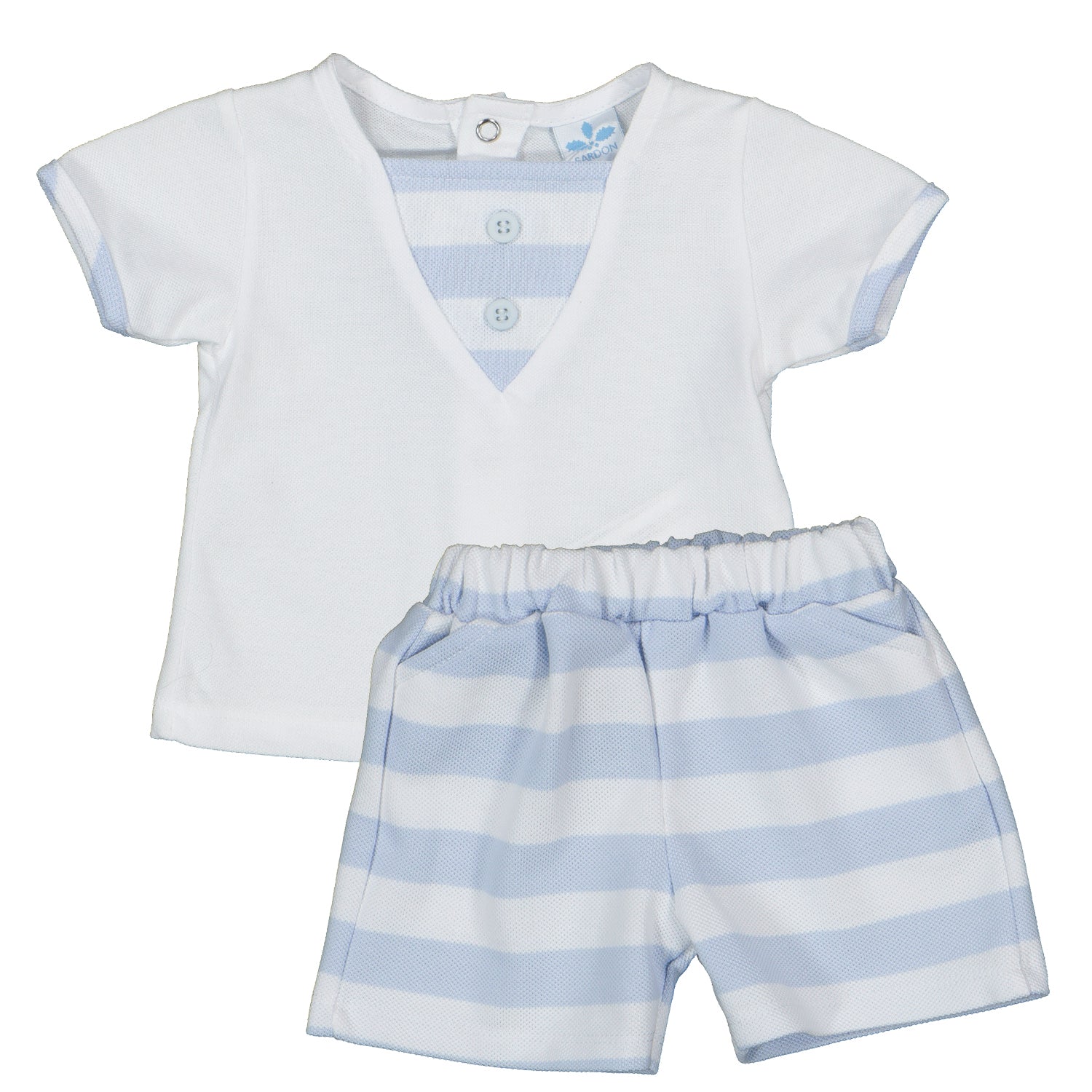 Blue Stripe Pique Short Set