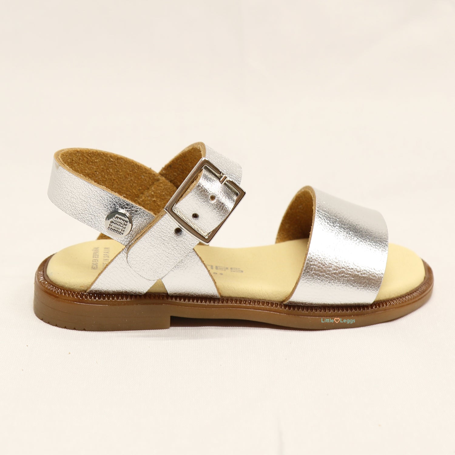 Silver Open Toe Leather Sandals