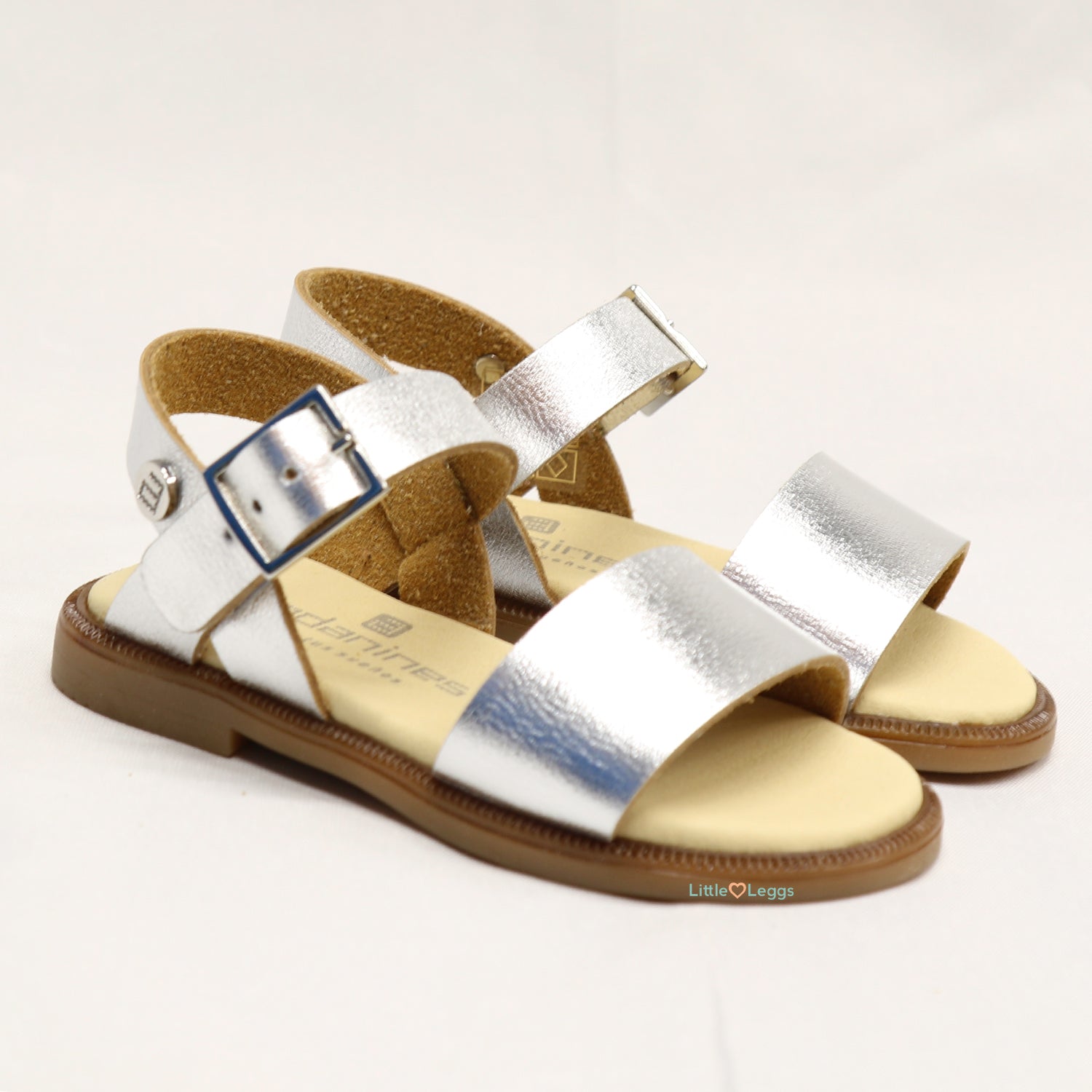 Silver Open Toe Leather Sandals