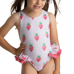 Strawberry Side Frill Swimsuit
