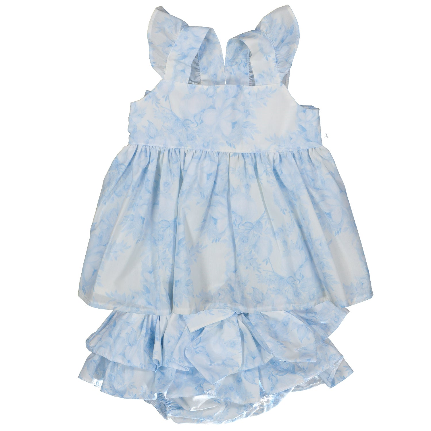 Blue Floral Print Blouse & Bloomers