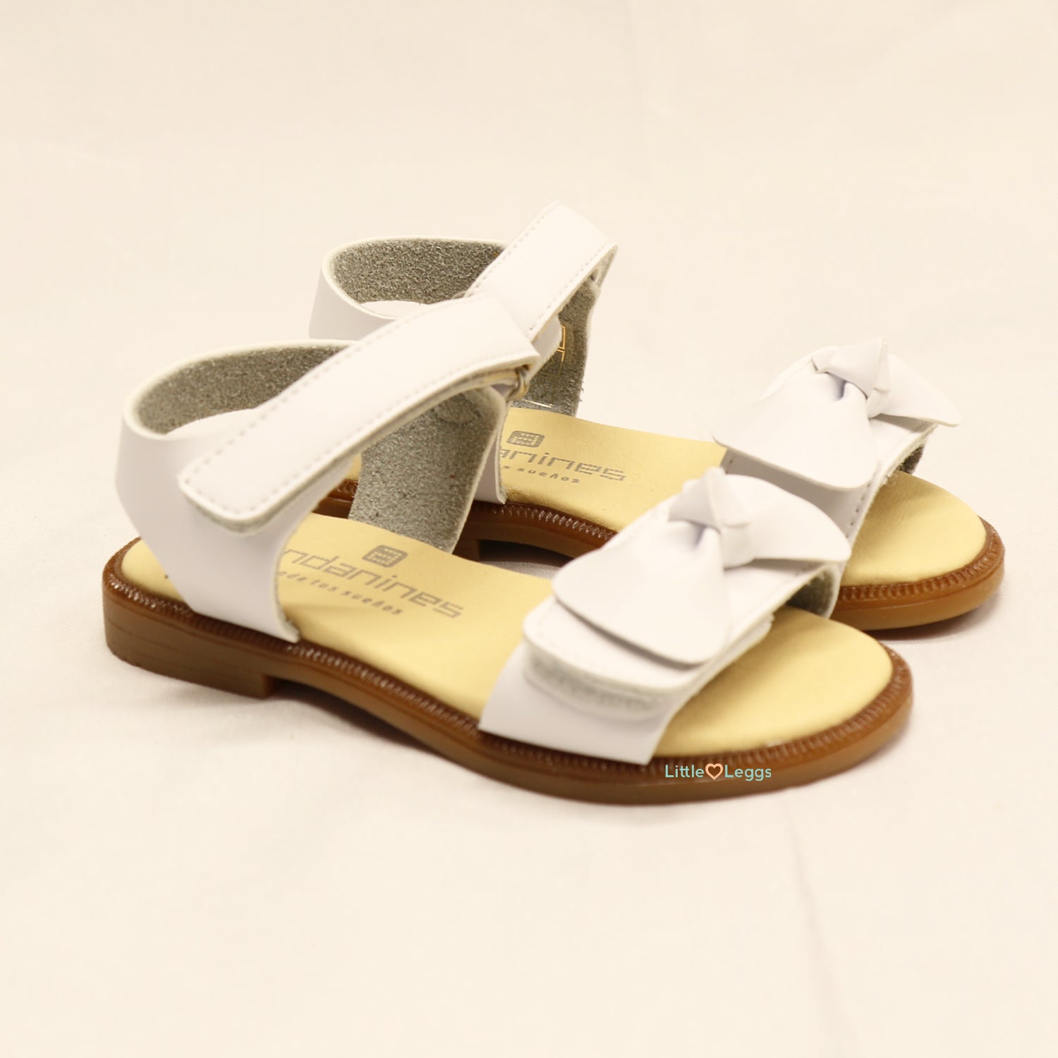 White Knot Bow Leather Sandals