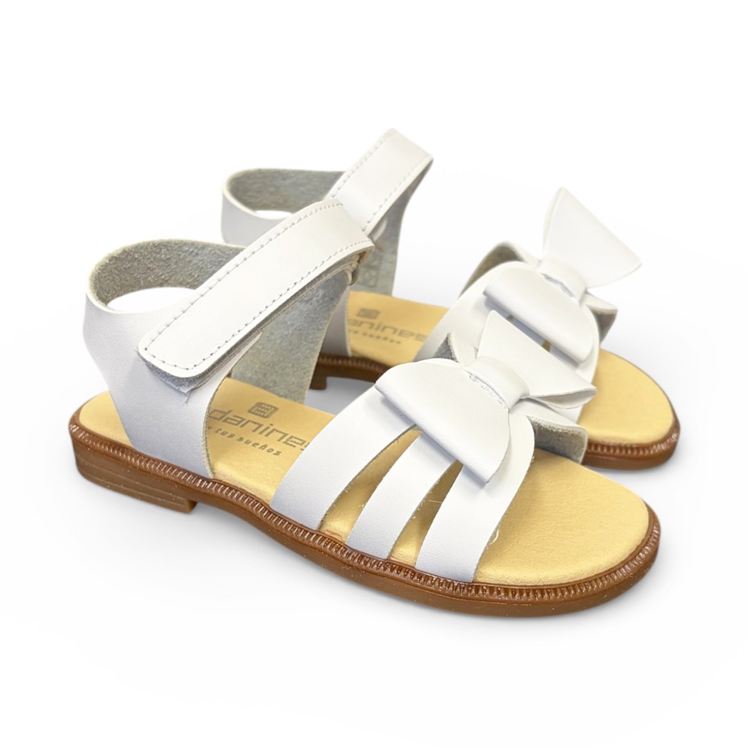 White Triple Strap Bow Sandal