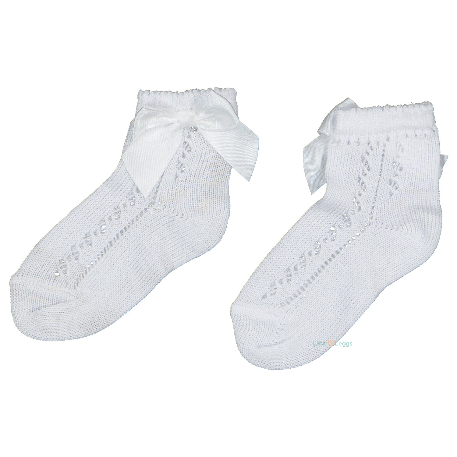 White Crochet Bow Ankle Sock
