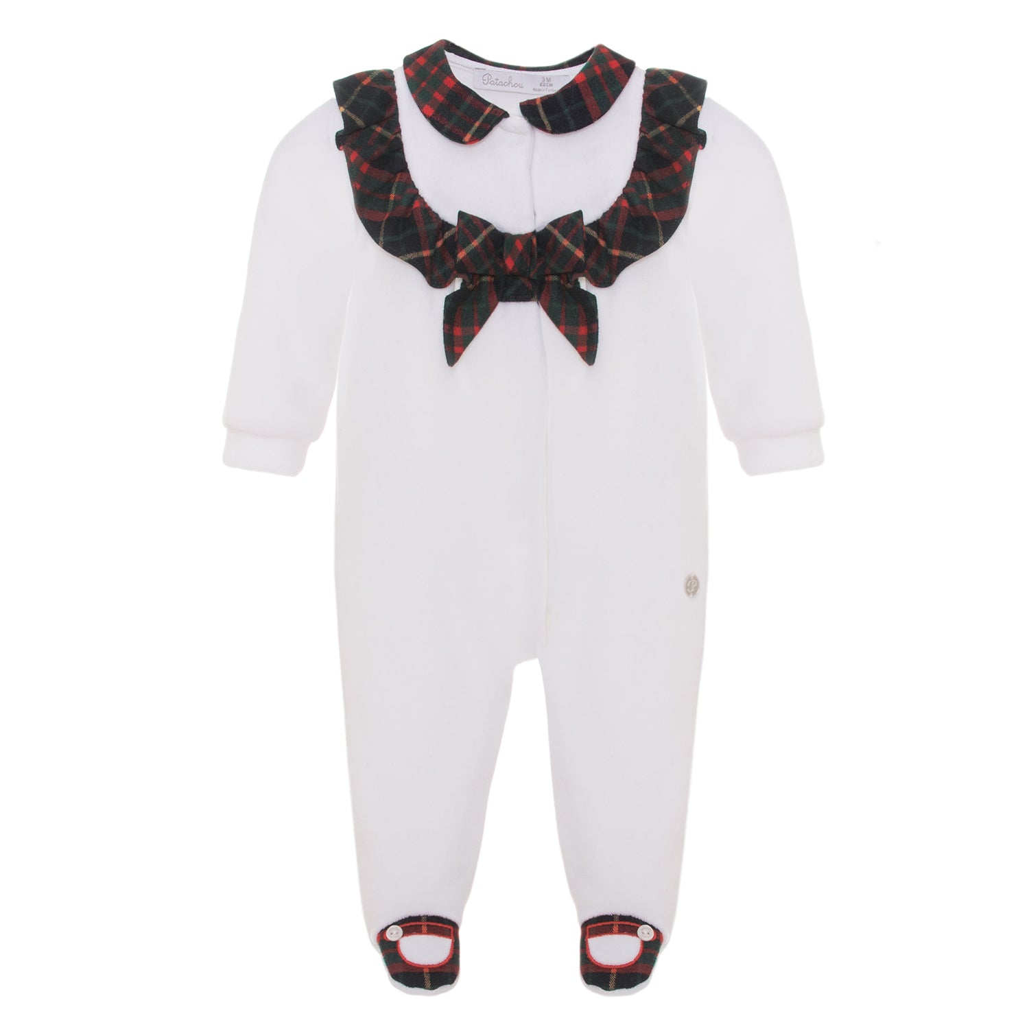 Velour Tartan Frill Babygrow