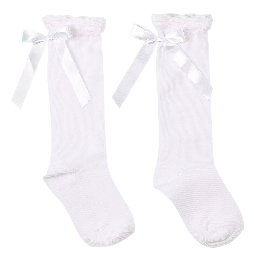 White Ribbon Knee High Socks