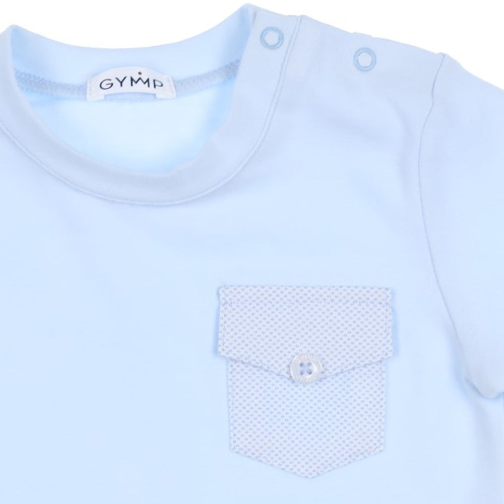 Pale Blue Patched Pocket T-Shirt