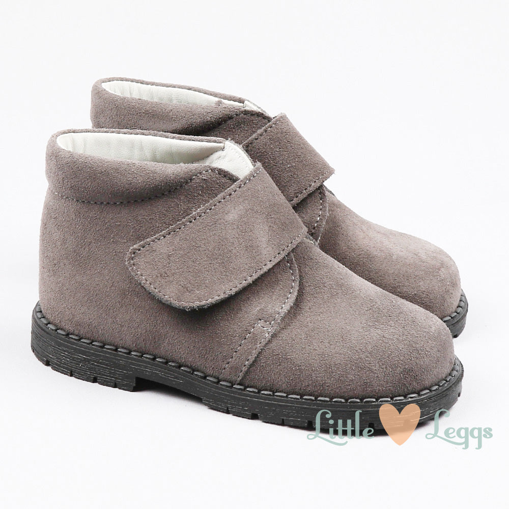 Grey Velcro Suede Boots