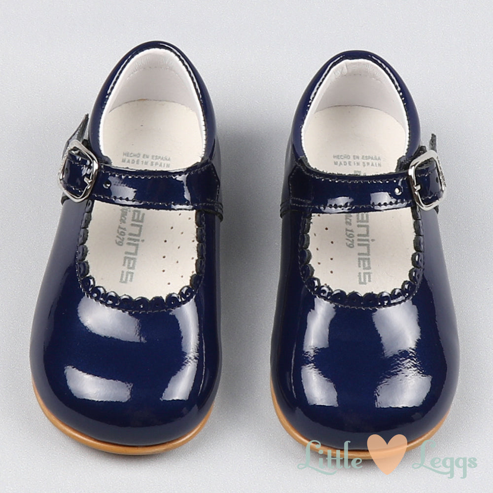 Girls Navy Patent Mary Jane Shoe