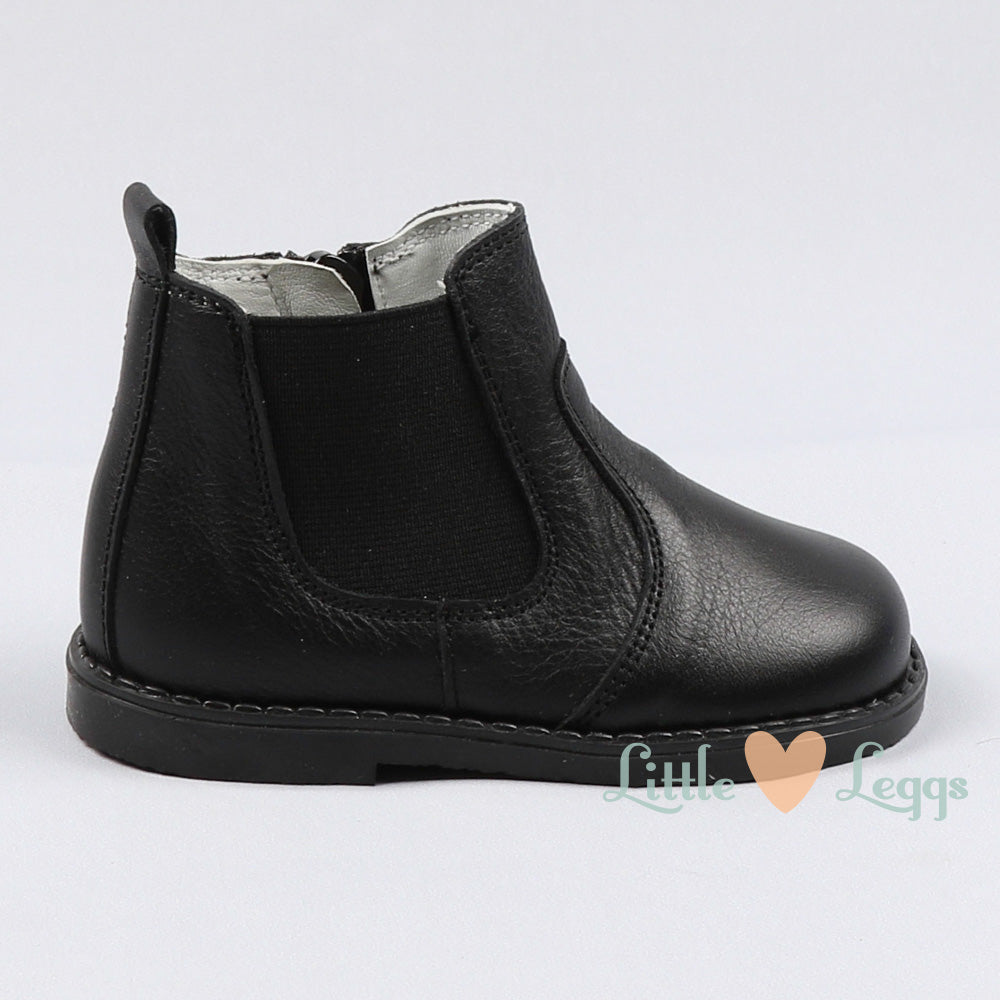 Black Leather Chelsea Boot