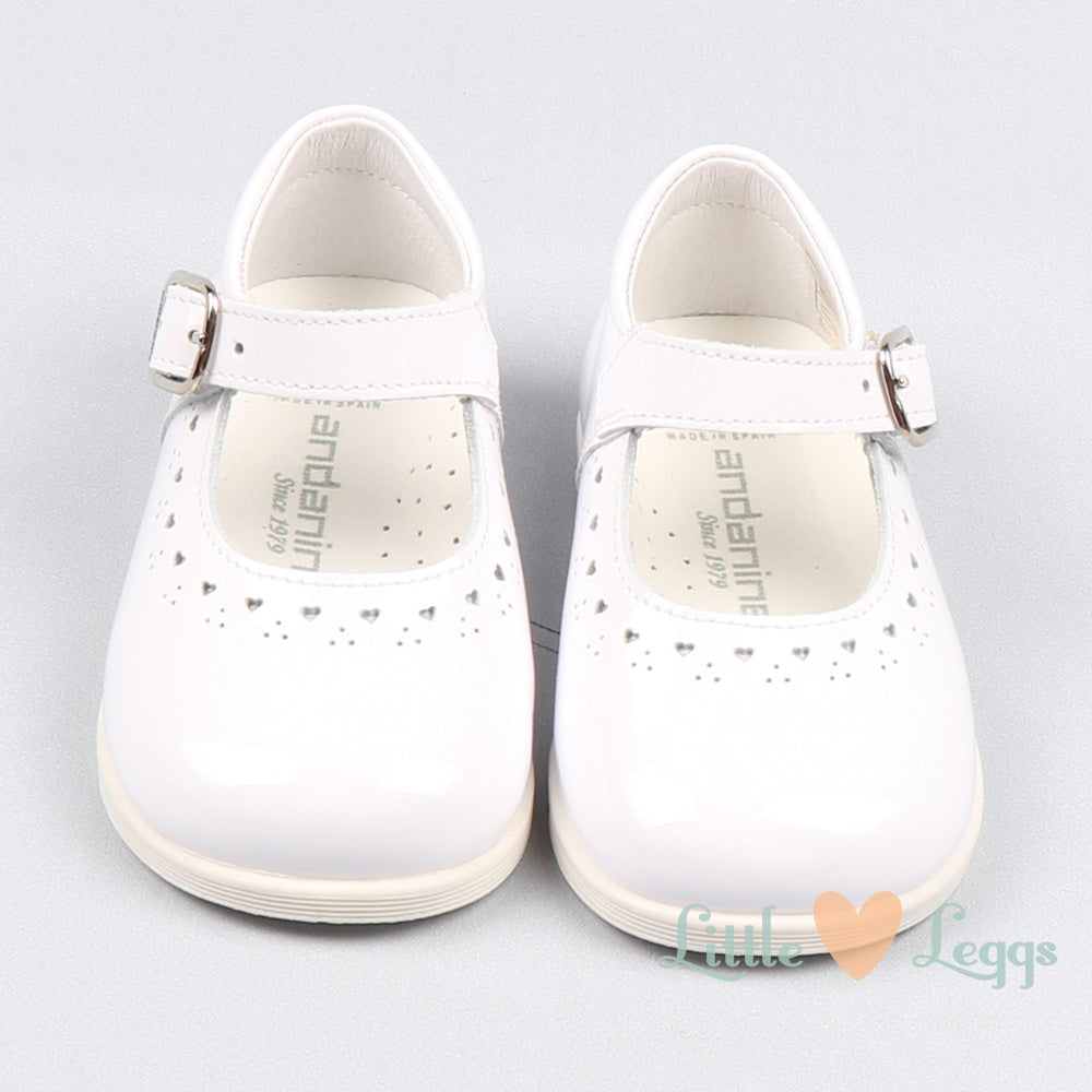 White Heart Rubber Sole Mary Jane
