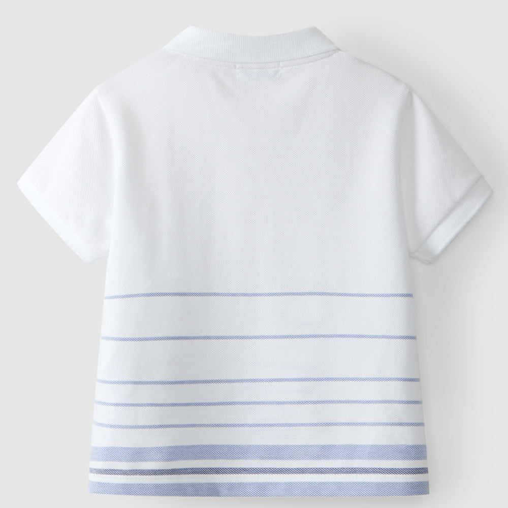 Blue Stripe Pique Polo Shirt