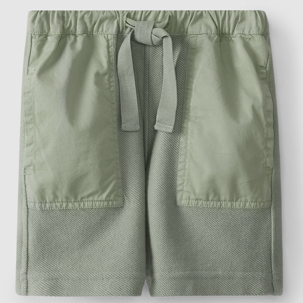 Khaki Bi-Material Shorts