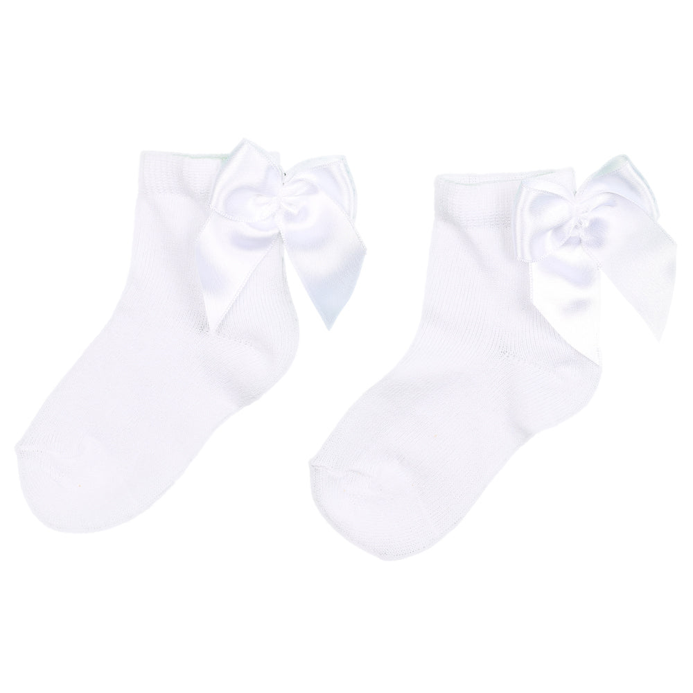 White Ribbon Bow Ankle Socks