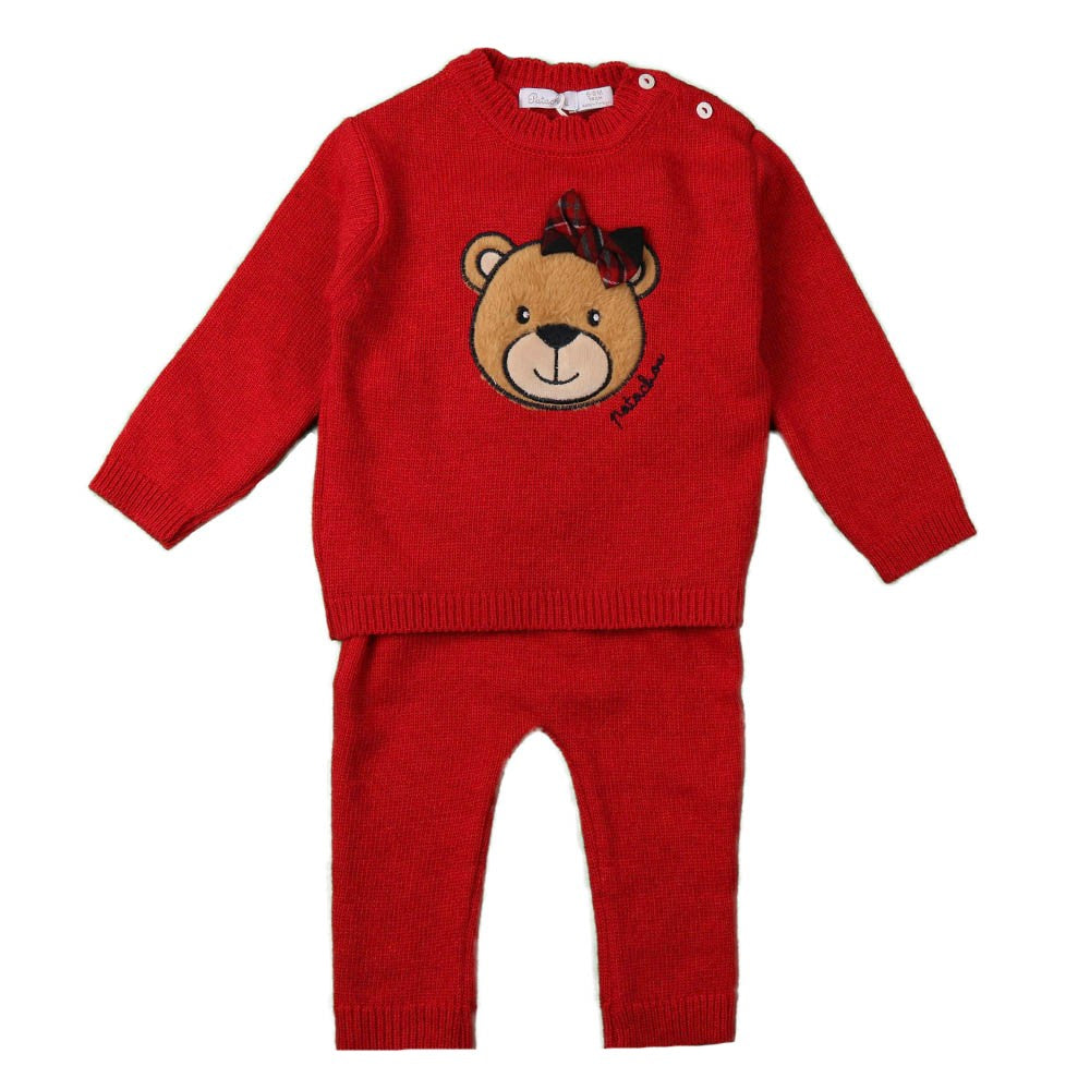 Girls Red Teddy Knit Outfit