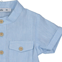 Baby Blue Linen Shirt and Short Set