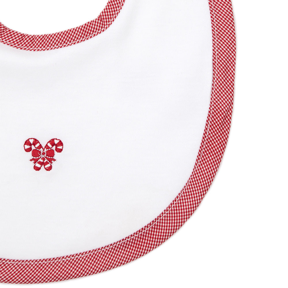 Embroidered Candy Cane Bib