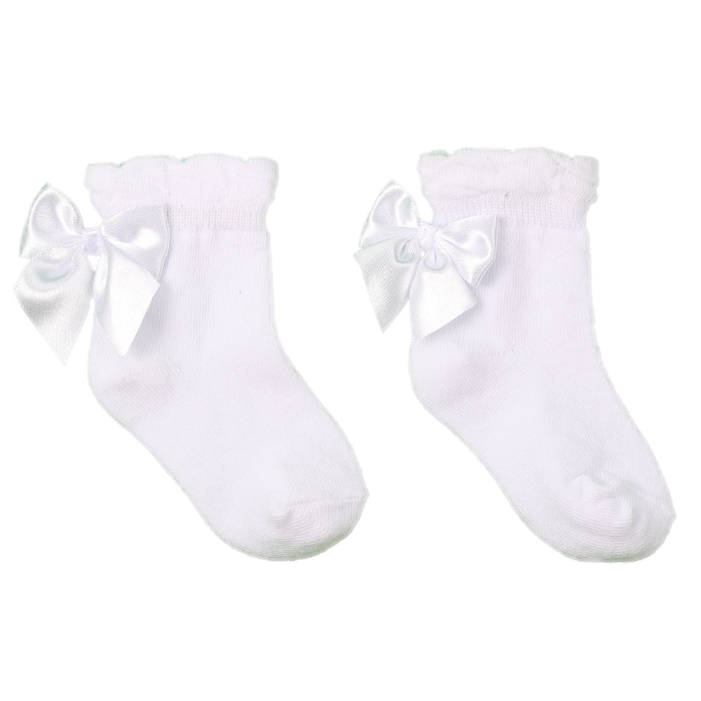White Ankle White Bow Socks